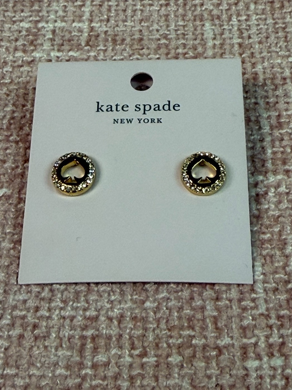 New Kate Spade Spot The Spade Gold & Crystal Stud Earrings